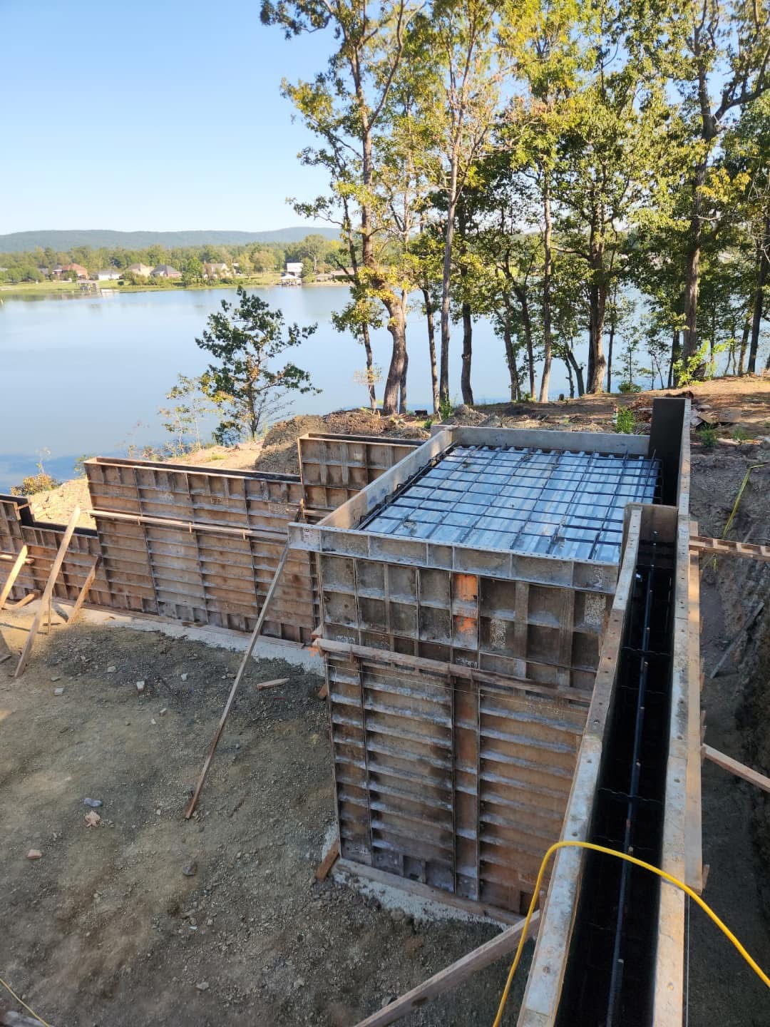 Foundation forms being set on Lake Martin lakefront property