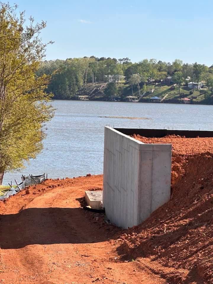 Completed foundation wall on Lake Martin waterfront